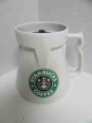Starbucks Coffee Ceramic Travel Mug with Lid White Green Mermaid Logo - Sold on eBay Dec, 6th 2019 for $19.99