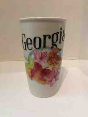 2017 Starbucks GEORGIA LIMITED ED. TRAVEL 12 oz MUG_brown thrasher azalea peach - Sold on eBay Dec, 6th 2019 for $15.00
