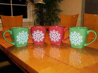  FOUR (4) 2004 Starbucks SNOWFLAKE Christmas Holiday Mugs 12 ounce BRAND NEW  - Sold on eBay Dec, 5th 2019 for $40.49