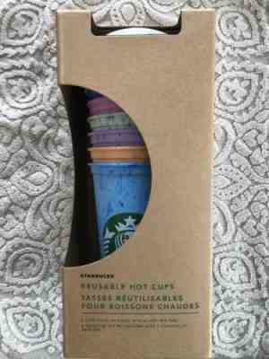 STARBUCKS REUSABLE COLOR MARBLED HOT CUPS Set Of 6! Free Shipping! New In Box! - Sold on eBay Dec, 11th 2019 for $26.00