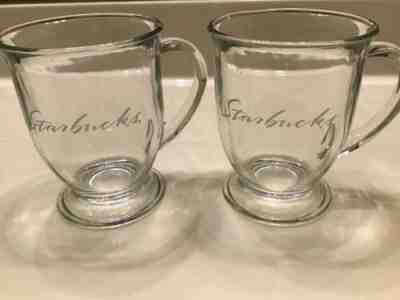 Starbucks Clear Glass 16 Oz Anchor Hocking Etched Logo Coffee Mugs - Set Of 2 - Sold on eBay Dec, 11th 2019 for $22.00
