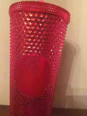 NEW STARBUCKS Red Studded Cold Cup Tumbler WINTER HOLIDAY 2019 24 oz neon Pink - Sold on eBay Dec, 11th 2019 for $30.00