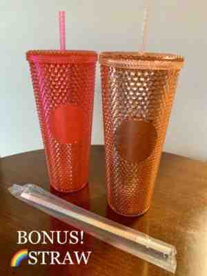 STARBUCKS 2019 Studded Jeweled Iridescent Tumblers Lot - Rose Gold & Neon Pink - Sold on eBay Dec, 11th 2019 for $69.99