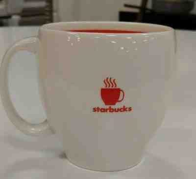 Starbucks Abbey 18 oz Barista Mug White Red Stripe Steaming Coffee Cup 2004 - Sold on eBay Dec, 11th 2019 for $19.99