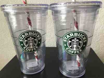 STARBUCKS 2009 HOLIDAY W/ CANDY CANE STRAW Tumbler 16oz Cold Cup Rare NWT X 2 - Sold on eBay Dec, 11th 2019 for $30.00