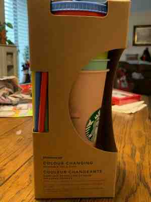 Starbucks Reusable COLOR CHANGING  5 Cold Cups Lids Straws 24oz Original NEW! - Sold on eBay Dec, 11th 2019 for $75.00