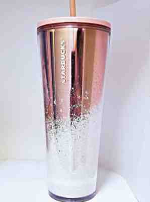 NEW STARBUCKS 2019 Rose Gold & Pink Cascading Snow Tumbler WINTER HOLIDAY Cup  - Sold on eBay Dec, 11th 2019 for $39.99