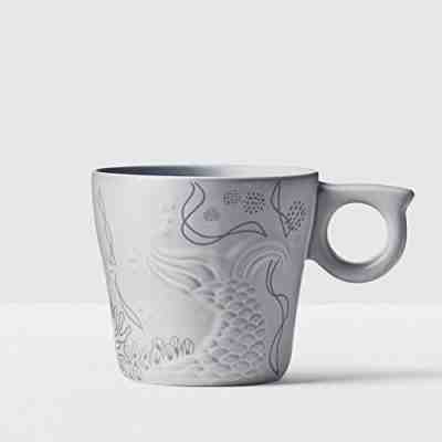 Starbucks 2016 Gray Coffee Mug Cup 12oz Embossed Mermaid Siren Tail Anniversary - Sold on eBay Dec, 11th 2019 for $18.49