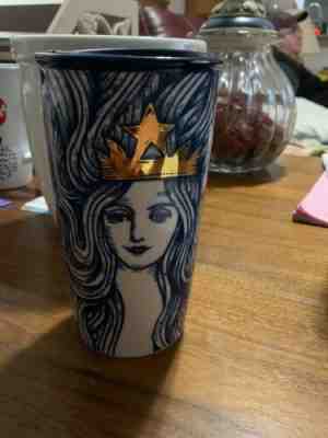 Starbucks 2016 Anniversary Blue Siren Mermaid 12oz Ceramic Tumbler Travel Mug - Sold on eBay Dec, 11th 2019 for $39.99