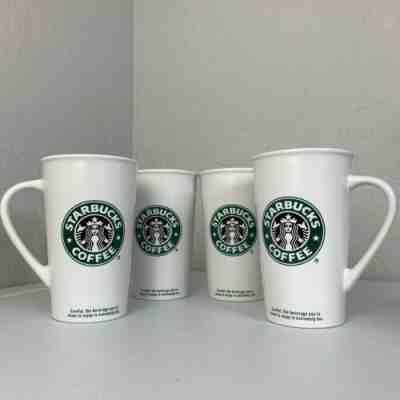 Starbucks White Ceramic Heavy Tall Coffee Cups Mugs 16oz Lot 4 - Sold on eBay Dec, 11th 2019 for $51.75