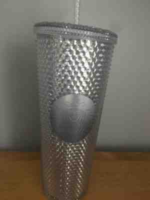 NEW Starbucks 2019 Venti Holiday Bling Platinum Silver Studded Cold Cup Tumbler - Sold on eBay Dec, 11th 2019 for $21.50