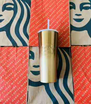 Starbucks Holiday 2019 Gold Stainless Steel Cold Cup Venti Tumbler - Sold on eBay Dec, 11th 2019 for $39.99