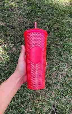 STARBUCKS 2019 Neon Pink Studded Cold Cup Tumbler WINTER HOLIDAY EDITION 24 oz - Sold on eBay Dec, 11th 2019 for $48.99