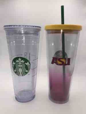 Starbucks OMBRE ASU Arizona State Cold Cup Venti Tumbler Cup Retired 24oz Double - Sold on eBay Dec, 11th 2019 for $24.99