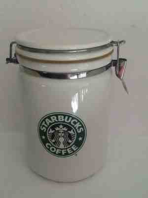Starbucks Large Ceramic Coffee Storage Canister/Holder 8" Green Mermaid Logo - Sold on eBay Dec, 12th 2019 for $29.99