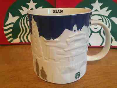 STARBUCKS XIAN CHINA BLUE RELIEF MUG 18OZ - 2012 - NEW WITH SKU - Sold on eBay Dec, 12th 2019 for $44.62