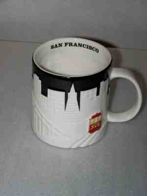 STARBUCKS Coffee Mug SAN FRANCISCO City Relief Black White Cable Car 18 fl oz.  - Sold on eBay Dec, 12th 2019 for $16.95