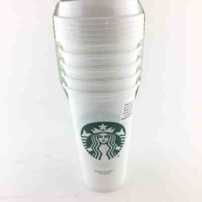 Starbucks 16 oz Grande Reusable Travel To Go Cups White Set of 5 with Lids - Sold on eBay Dec, 12th 2019 for $16.95
