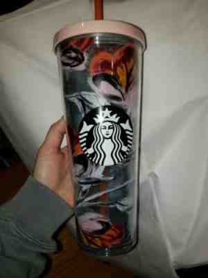New Starbucks Floral Pink Coffee Tea Drink Tumbler  - Sold on eBay Dec, 12th 2019 for $19.99