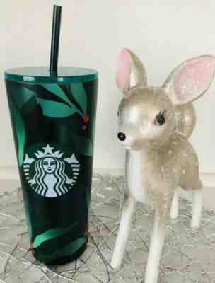 NEW Winter Holiday Starbucks 2019 Venti Green Holly Cold Cup Tumbler Stainless - Sold on eBay Dec, 12th 2019 for $18.00