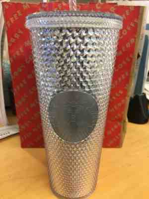 Starbucks “ NEW” 2019 Venti Bling Platinum/Silver Studded Tumbler 24oz - Sold on eBay Dec, 12th 2019 for $21.50