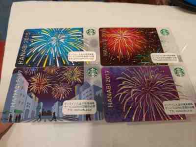 4 Starbucks Japan 2015/2016/2017 HANABI Fireworks Cards - Sold on eBay Dec, 12th 2019 for $24.00