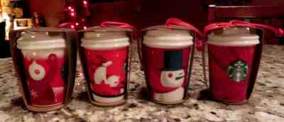 Starbucks 2010 2011 2012 2014 Christmas Holiday Red Ceramic Coffee Cup Ornaments - Sold on eBay Dec, 12th 2019 for $27.50