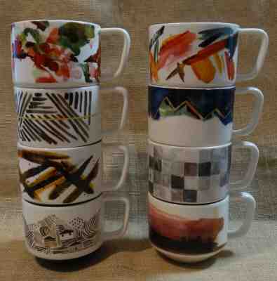 8 Starbucks Coffee Mugs Complete Artisan Series Collection BEAUTIFUL!