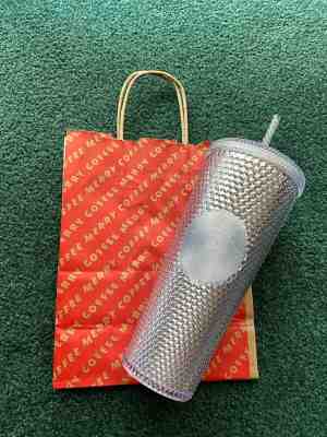 NEW Winter Holiday Starbucks 2019 Venti Bling Platinum Studded Cold Cup Tumbler - Sold on eBay Dec, 12th 2019 for $17.50