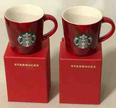 2 Starbucks Demitasse Red Mermaid 3oz 2014 Christmas Holiday Mini Mugs Espresso - Sold on eBay Dec, 12th 2019 for $16.00