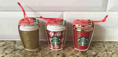LOT OF 3 STARBUCKS CHRISTMAS ORNAMENTS 2018 Ceramic - NWT - Sold on eBay Dec, 12th 2019 for $18.00