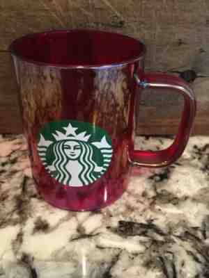 Starbucks 2019 Holiday RED IRIDESCENT Cup Mug Glass Christmas Edition - Sold on eBay Dec, 12th 2019 for $25.55