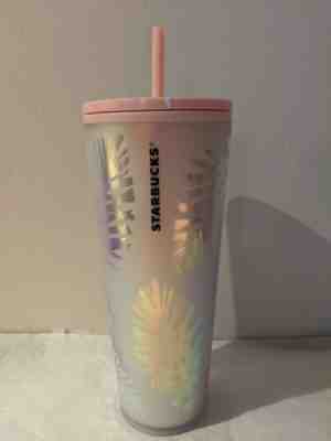 NEW Starbucks 2019 Holiday Pink Pine Cone Tumbler Iridescent Rainbow Matte 24 OZ - Sold on eBay Dec, 12th 2019 for $34.99
