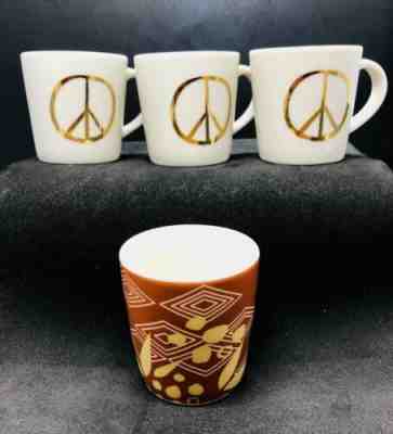 Set Of Starbucks Mini Demi Demitasse Espresso Mugs Gold Peace Sign Cup 3 oz 2015 - Sold on eBay Dec, 12th 2019 for $15.97