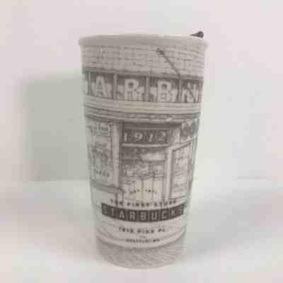 First Starbucks Pike Place Limited Ceramic Tumbler Traveler Sketch 12oz - Sold on eBay Dec, 12th 2019 for $29.99