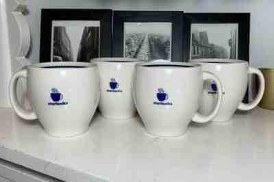 STARBUCKS COFFEE 2003 Barista 4 White/Blue CoffeeTea Mug Cups Set Of Four (4) EC - Sold on eBay Dec, 12th 2019 for $20.20