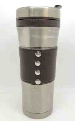 Starbucks 16oz Stainless Steel Travel Mug w/ Genuine Brown Leather Band (RF978) - Sold on eBay Dec, 12th 2019 for $29.95