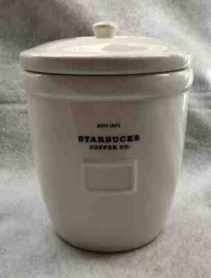 Starbucks Barista Coffee Canister Jar 2002 Abbey White Ceramic 64 oz 1 lb - Sold on eBay Dec, 12th 2019 for $24.99