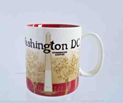 Starbucks Coffee Mug Washington DC 16 oz Collectible Cup 2011 Ivory Red Tan - Sold on eBay Dec, 12th 2019 for $19.95