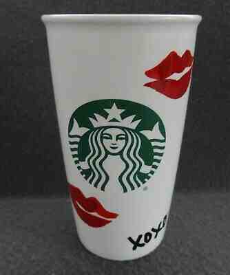 Starbucks 2015 Red Lips XOXO Valentine Coffee Tumbler Mug Cup XO Hugs Kisses - Sold on eBay Dec, 12th 2019 for $17.98