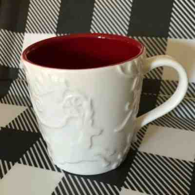 2009 Starbucks New Bone China Mug White Embossed Reindeer w/ Red Inside EUC - Sold on eBay Dec, 11th 2019 for $15.00