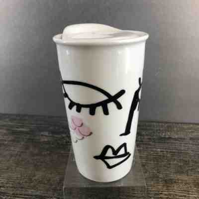 Starbucks 2014 Abstract Winking Eye Face 12 oz Travel Tumbler Mug Mint - Sold on eBay Dec, 11th 2019 for $18.40
