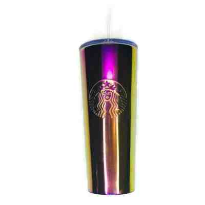 NEW STARBUCKS COLD CUP IRIDESCENT PINK PURPLE STAINLESS STEEL TUMBLER 24 fl - Sold on eBay Dec, 11th 2019 for $24.98