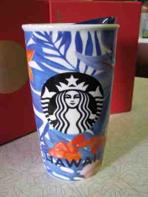 NIB 2015 Starbucks Coffee Hawaii Dot Collection Ceramic Tumbler Mug 12 oz Tags - Sold on eBay Dec, 11th 2019 for $49.98