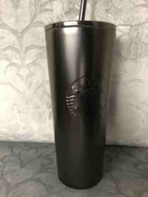 New Black Starbucks Metal Tumblr Coffee Venti With Straw Cold Drink 2018 Holiday - Sold on eBay Dec, 11th 2019 for $34.99