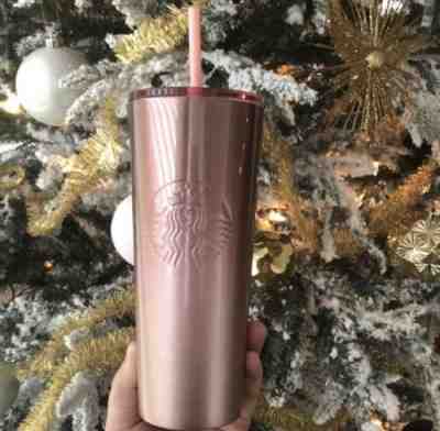 Starbucks 2019 Rose Gold Glitter Pink Metallic Travel tumbler Stainless Steel - Sold on eBay Dec, 11th 2019 for $45.00