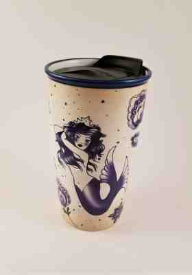 Starbucks 2016 Tattoo Sailor Siren Mermaid Ceramic Tumbler Travel Mug  - Sold on eBay Dec, 11th 2019 for $53.00