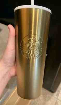 Starbucks Holiday 2019 Gold Glitter Stainless Steel Cold Cup Venti 24 oz Tumbler - Sold on eBay Dec, 10th 2019 for $15.60