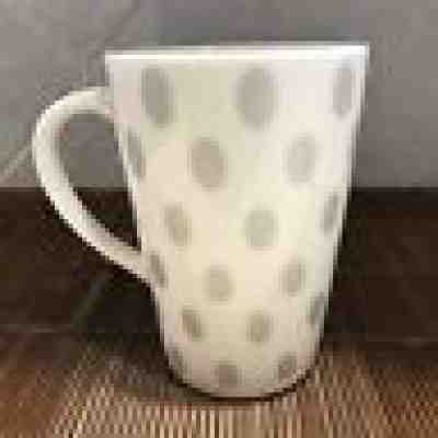 Starbucks White Coffee Cup Mug with Silver Oval Polka Dots 2005 16 oz EUC - Sold on eBay Dec, 10th 2019 for $15.99