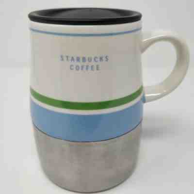 Starbucks 2005 Mug Ceramic Stainless Steel Travel Coffee Mug Green Blue Cup - Sold on eBay Dec, 10th 2019 for $19.00
